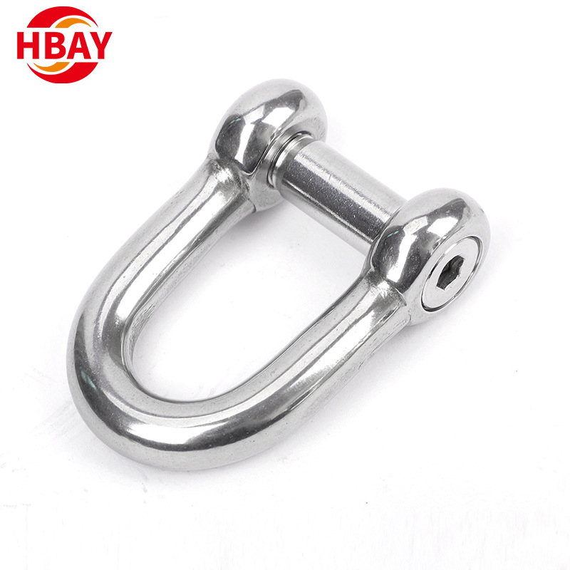 Rigging Hardware 304/316Stainless Steel Hexagon Pin Polished D Shackle European Type D Shackle