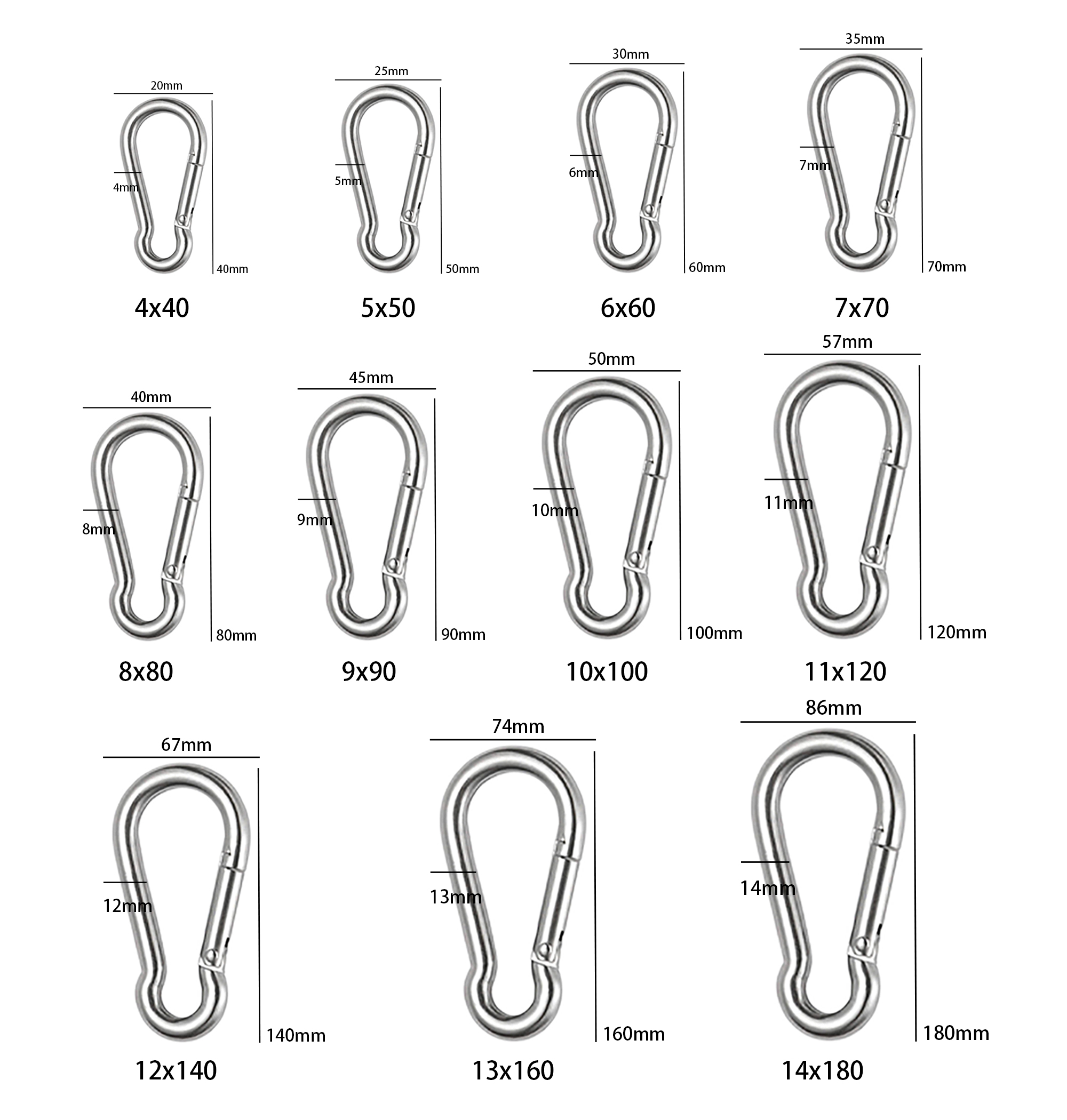 snap hook size