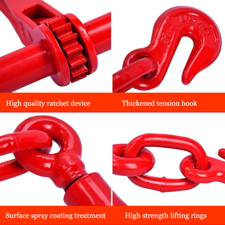 Red Forged Lever Chain Ratchet Type Load Binder Heavy Duty Load Binder