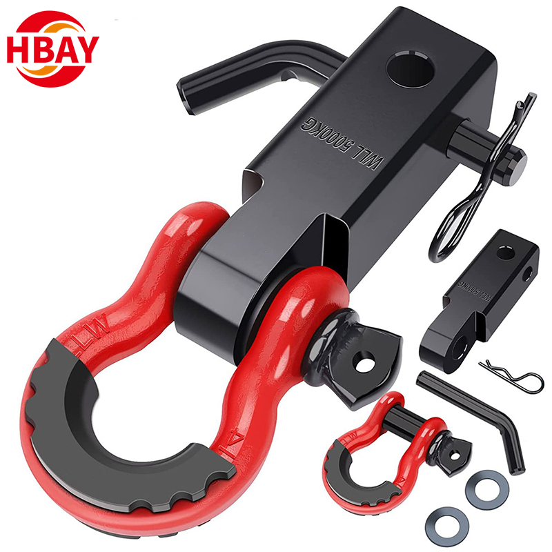 Off-road 4.75T Vehicle Trailer Arm Release Shackle Hitch Receiver Kit Hitch With 3/4 Bow Towing D Ring Shackle