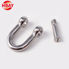 Rigging Hardware 304/316Stainless Steel Hexagon Pin Polished D Shackle European Type D Shackle
