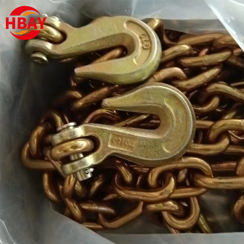 G70 Transport Binder Chain Link Chain with Clevis/Eye Grab Hooks Galvanized Welded Chain