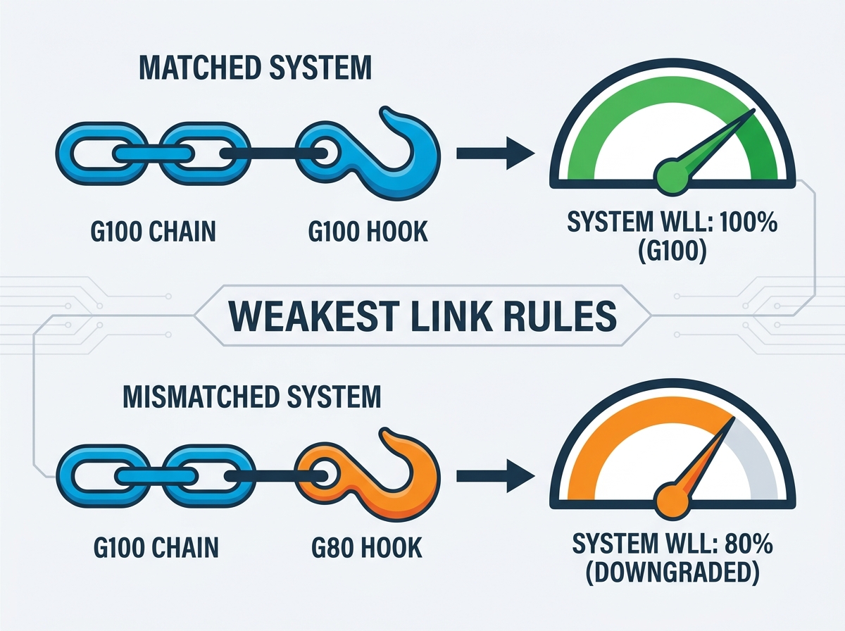 Lifting chain hook matched with chain sling